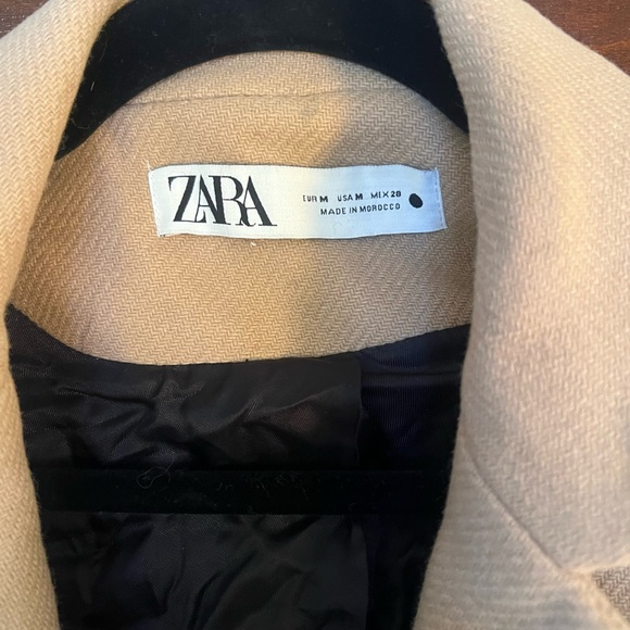 ZARA WOMENS MENSWEAR STYLE MANTECO WOOL LIGHT TAN CAMEL ONE BUTTON COAT M EUC - Picture 7 of 12